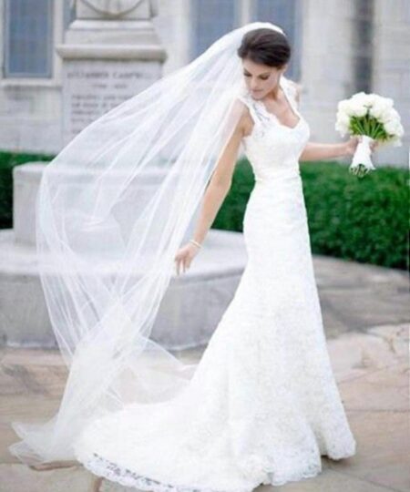 6.56 Feet long Bride Wedding Veil Cathedral Veil Drop Veil